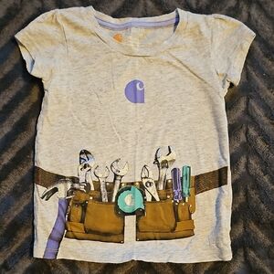 Carhartt Girls' Heather Gray Tee with Tool Belt Graphic